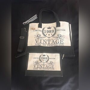 Vintage 1989 Tote and Pouch Set